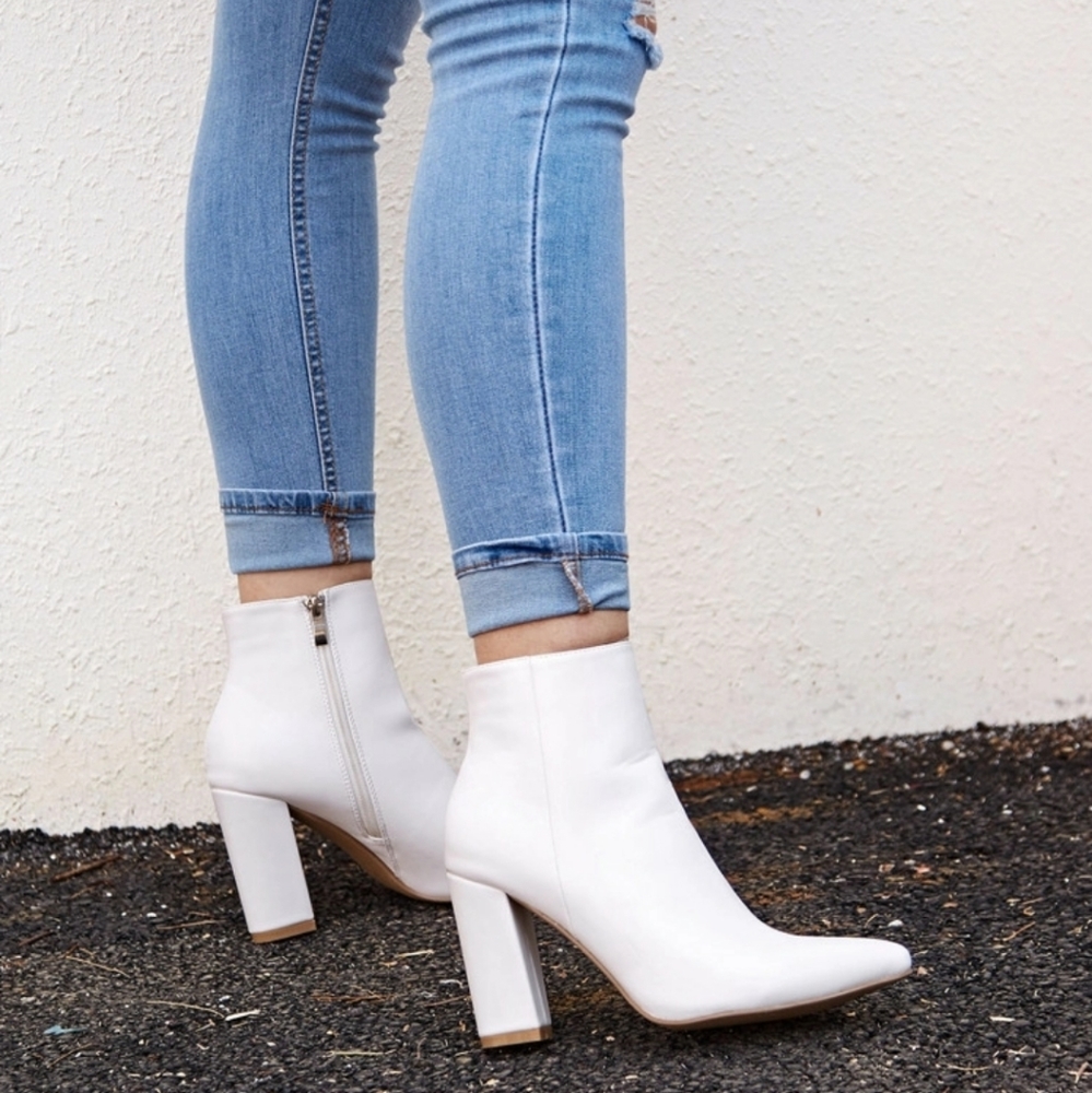 PU Leather Chunky Ankle Boots